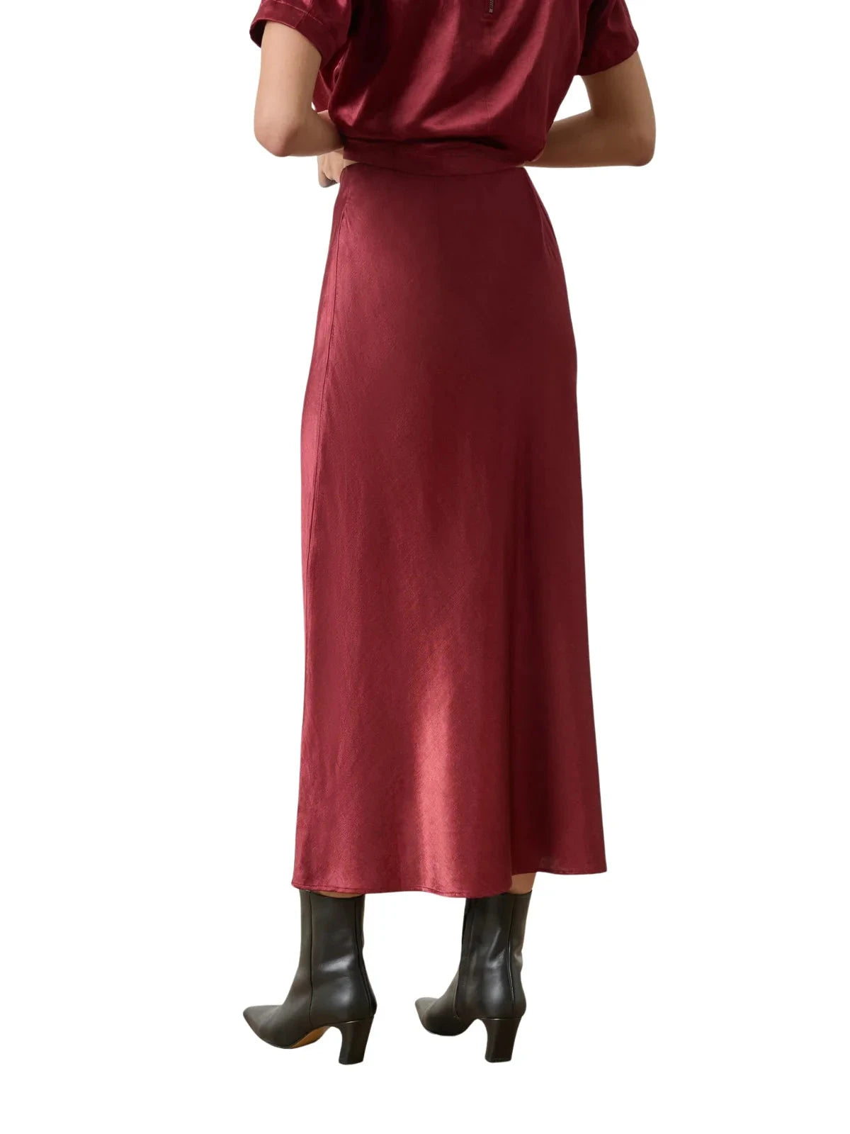 Slub Woven Bias Skirt Cabernet Skirts - Midi Lilla P 