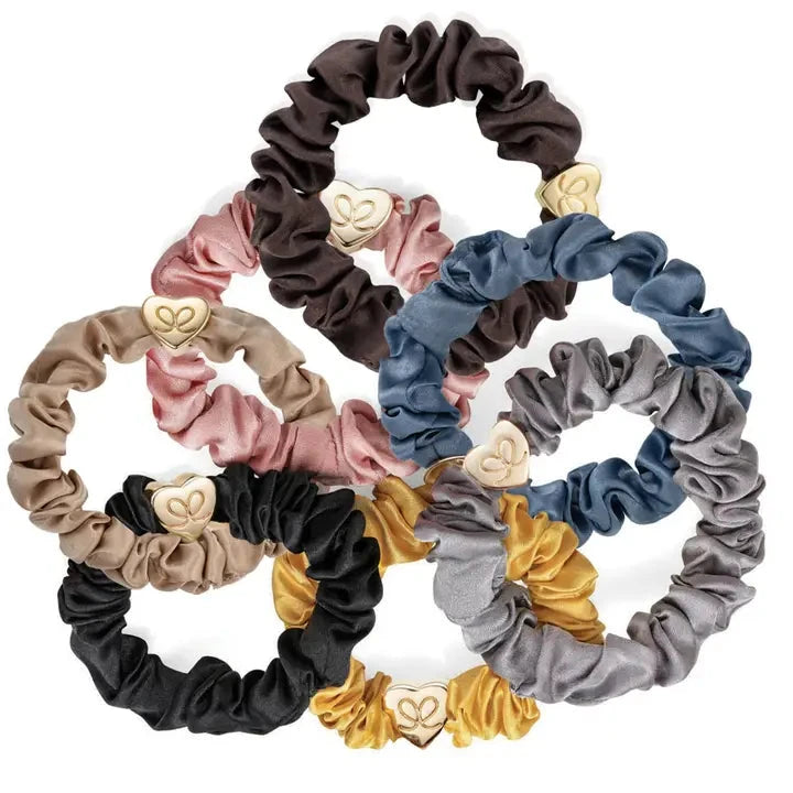 Gold Heart Silk Scrunchie Mocha Beauty & Hair By Eloise 