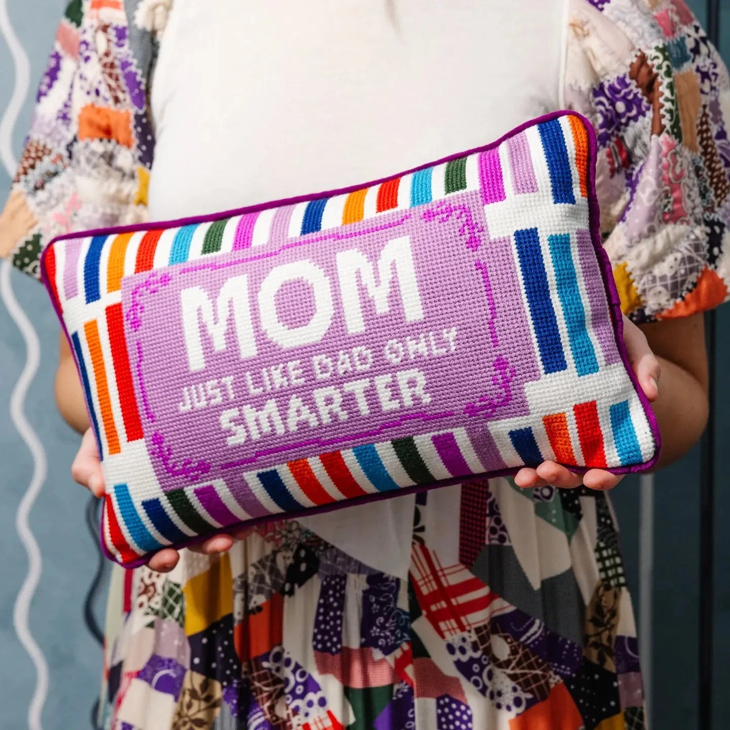 Mom Rules Needlepoint Pillow Home Decor - Pillows Furbish 