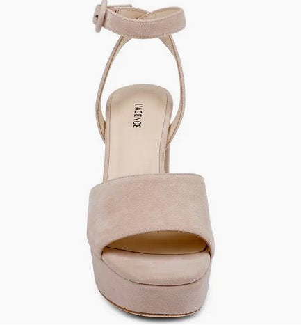 Andree Sandal Suede Pecan Shoes - Sandals - Heeled Sandals L'Agence Shoes 