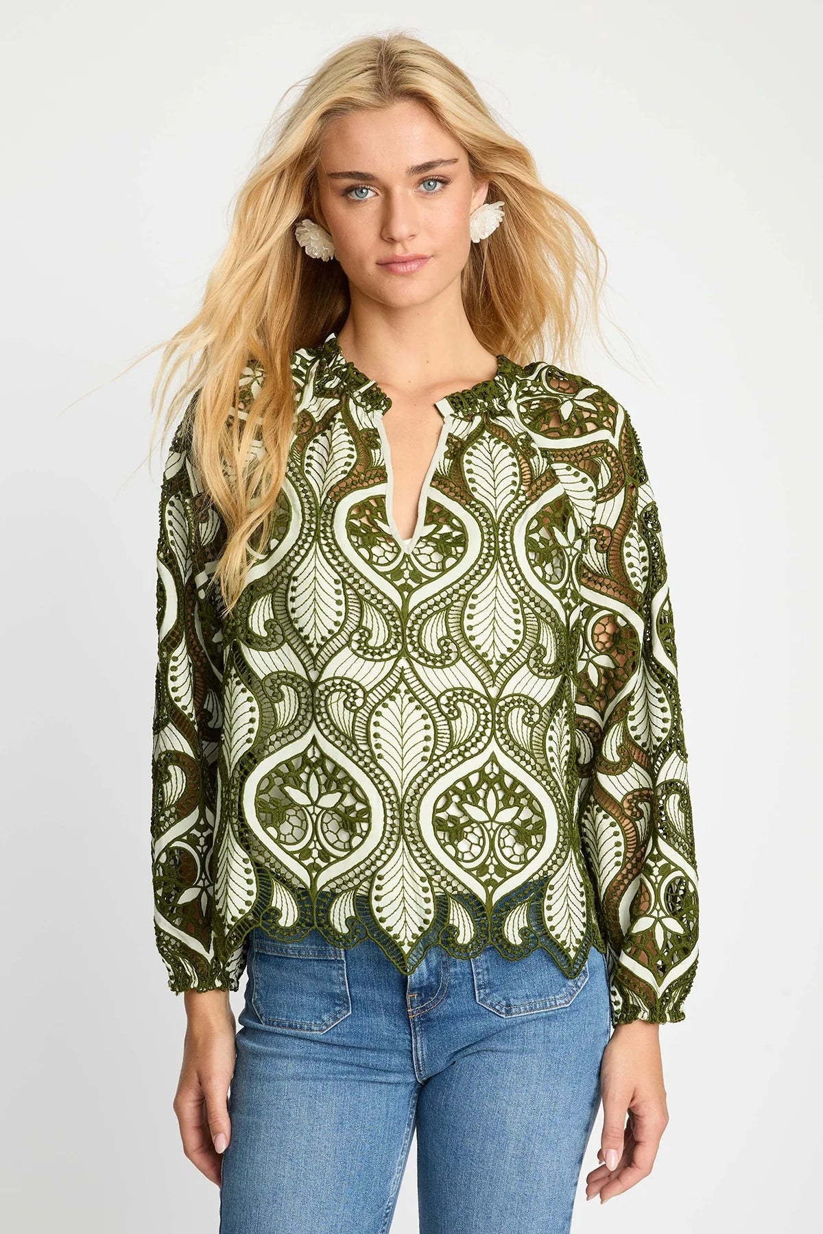 Miki Top Lace Green Tops - Blouses Caballero 