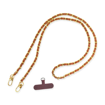 Long Vegan Leather Phone Chain Chocolate Brown Handbags - Small Leather Goods - Straps OMG BLINGS 