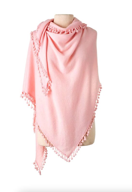 Pom Pom Triangle Wrap Blush Accessories - Scarves Alpine Cashmere 