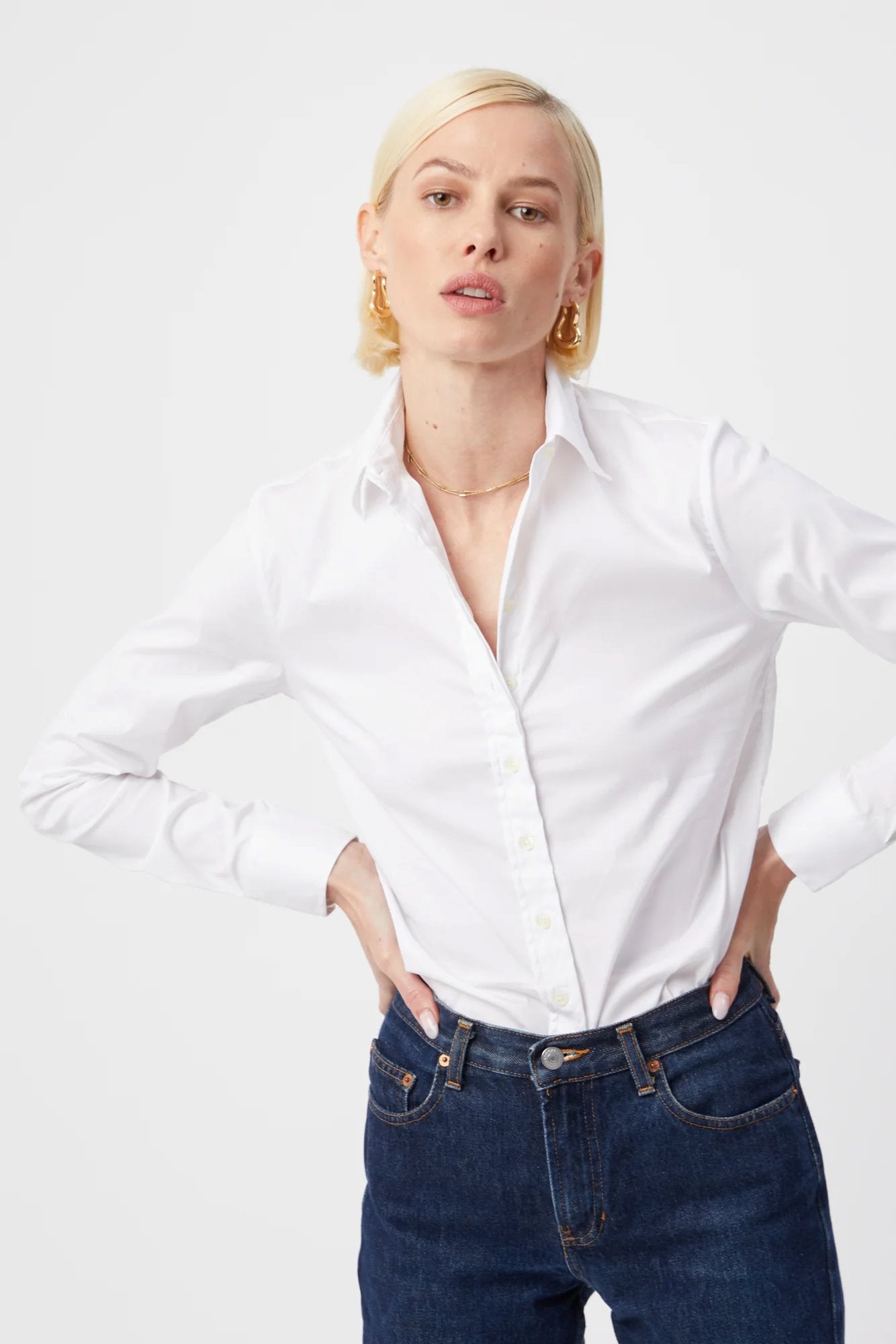 The Essentials Shirt White Top - Button Down Theshirt 