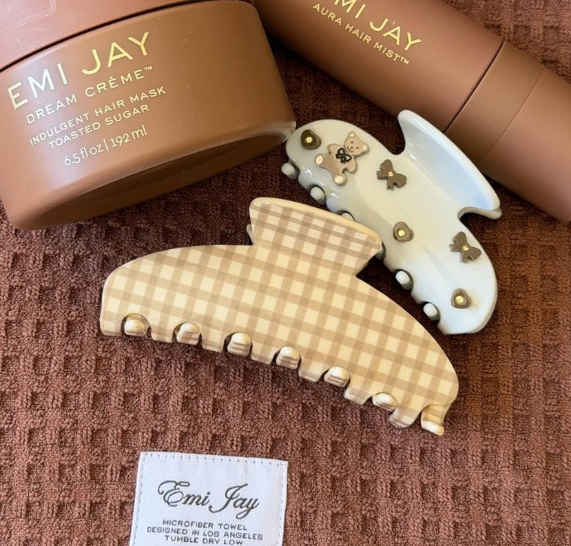 Big Effing Clip Gingerbread Gingham Beauty & Hair Emi Jay 
