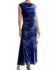 Burke Draped Velvet Midi Dress Sapphire Dresses - Midi Simkhai 