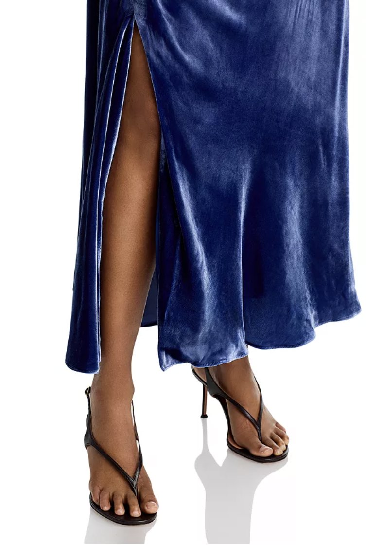 Burke Draped Velvet Midi Dress Sapphire Dresses - Midi Simkhai 