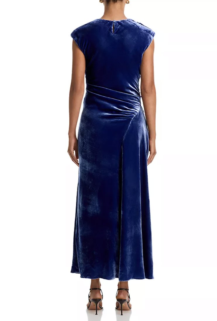 Burke Draped Velvet Midi Dress Sapphire Dresses - Midi Simkhai 