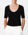 Pima Cotton Elbow Sleeve Tee Black Tops - Tees ATM 