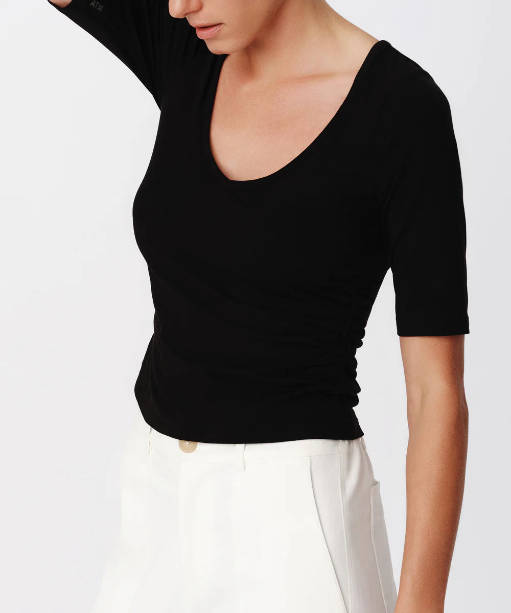 Pima Cotton Elbow Sleeve Tee Black Tops - Tees ATM 