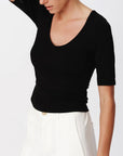 Pima Cotton Elbow Sleeve Tee Black Tops - Tees ATM 