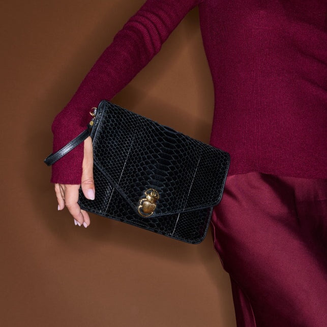 Alicia Python Clutch Black Clutch Claris Virot 