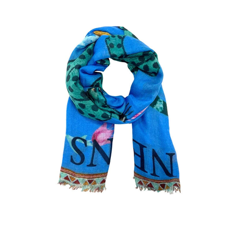 Venice Leopard Cashmere Scarf Blue Scarves Simone Bruns 