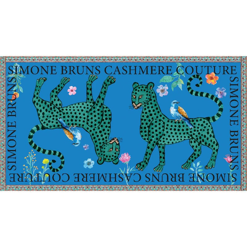 Venice Leopard Cashmere Scarf Blue Scarves Simone Bruns 