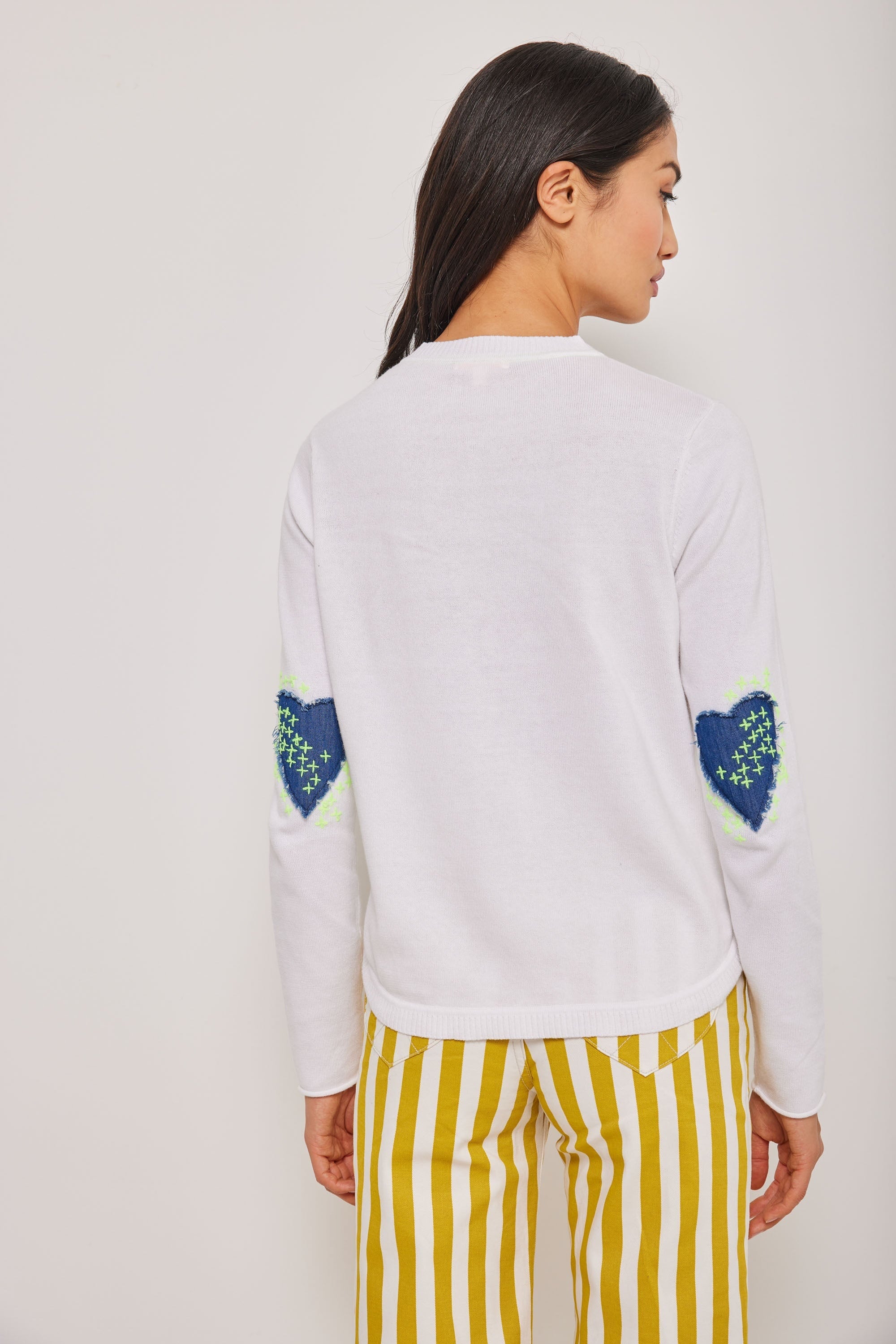 Patch Magic White Sweater - Crewneck Lisa Todd 