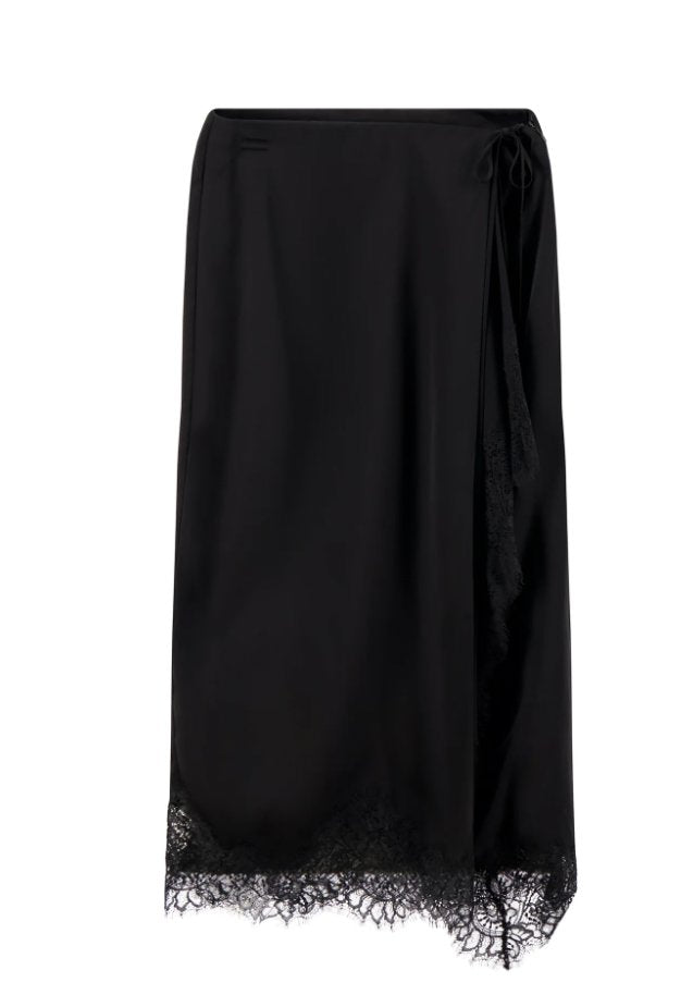 Bree Satin and Lace Midi Skirt Black Skirts - Midi A.L.C 