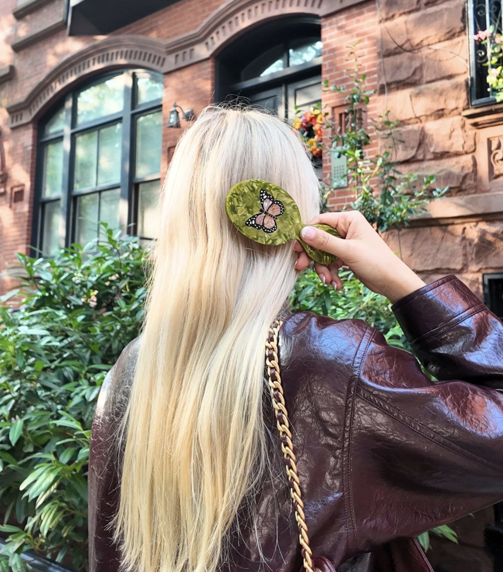 Hand-Painted Pink Butterfly Handbag Hero Brush Beauty & Hair Solar Eclipse 