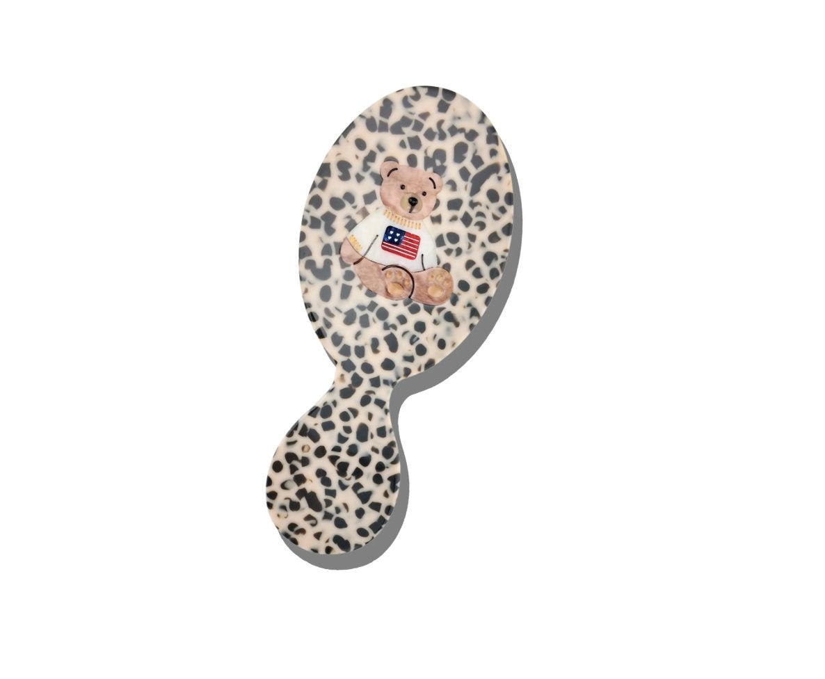 Hand-Painted Americana Teddy Bear Handbag Hero Brush Beauty & Hair Solar Eclipse 