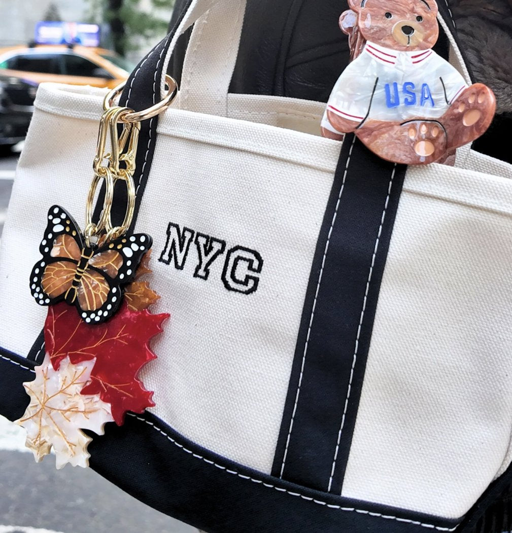 Hand-Painted Orange Monarch Butterfly Bag Charm & Keychain Bag Charms Solar Eclipse 