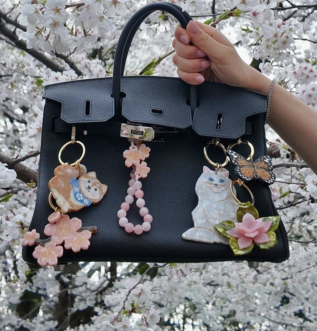 Hand-Painted Orange Monarch Butterfly Bag Charm & Keychain Bag Charms Solar Eclipse 