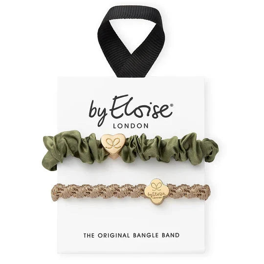 Gold/Olive Silk Scrunchie & Bangle Set Beauty & Hair By Eloise 
