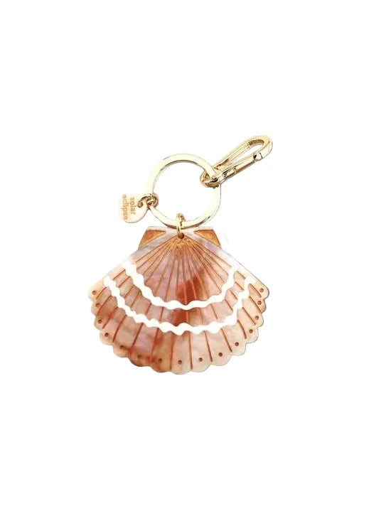Hand Painted Seashell Bag Charm & Keychain Bag Charms Solar Eclipse 