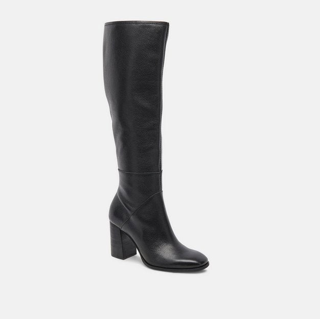 Fynn Leather Boot Onyx Shoes - Boots - Knee High Boots Dolce Vita 