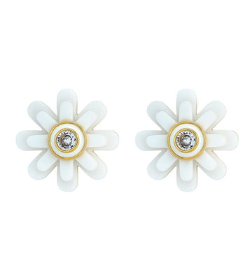 Stacked Daisy Stud White Jewelry - Earrings ASHA 