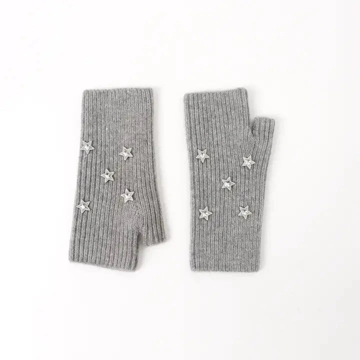 Star Embellished Angora Mittens Grey Mittens Pissenlit 
