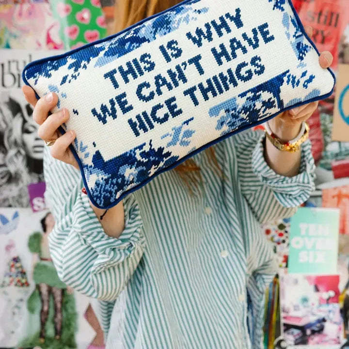 Nice Things Needlepoint Pillow Home Decor - Pillows Furbish 