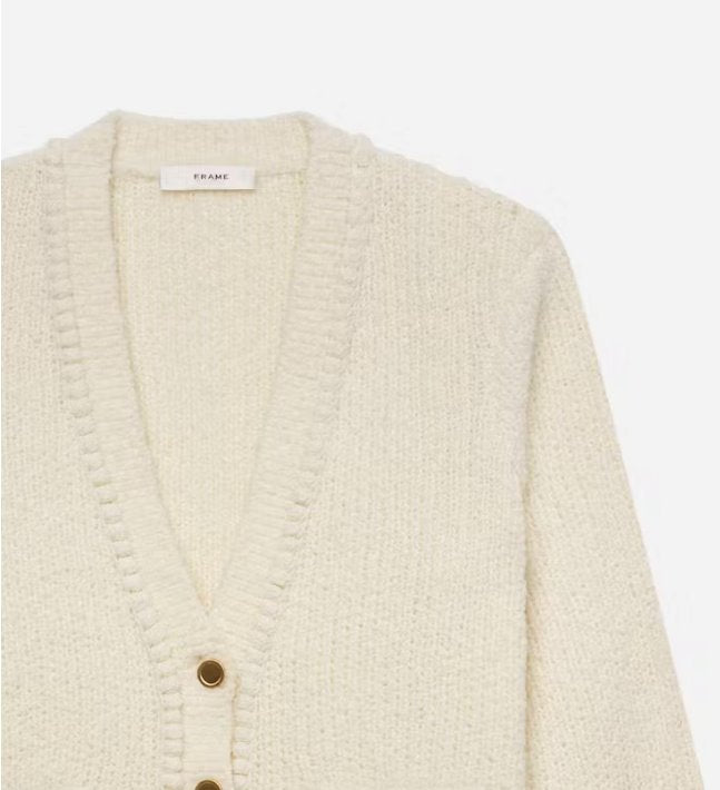 Double Pocket Cropped Cardi Cream Sweater - Cardigans Frame 