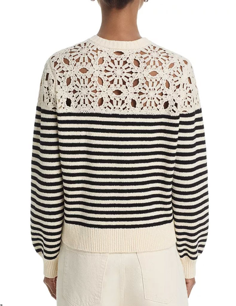 The Coastal Stripe Cardi Cream Multi Sweater - Cardigans Frame 