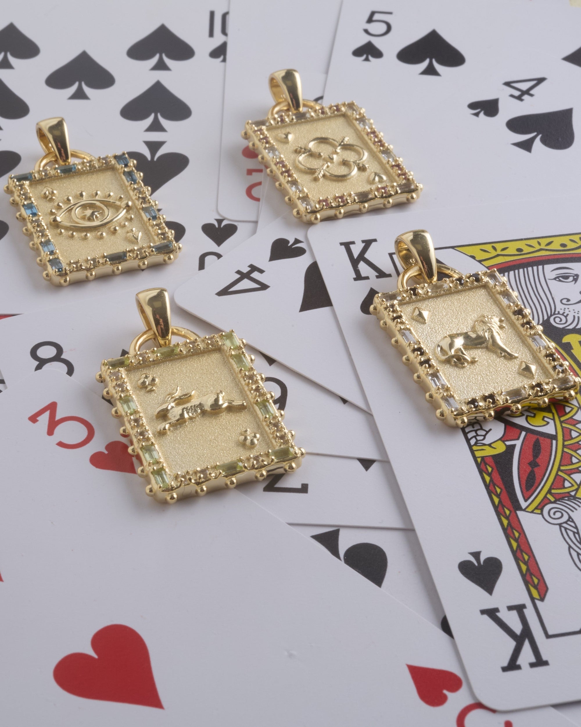 Courage Queen of Diamonds Card Pendant 16-18" Written in the Stars Chain (White) Necklaces Jane Win 