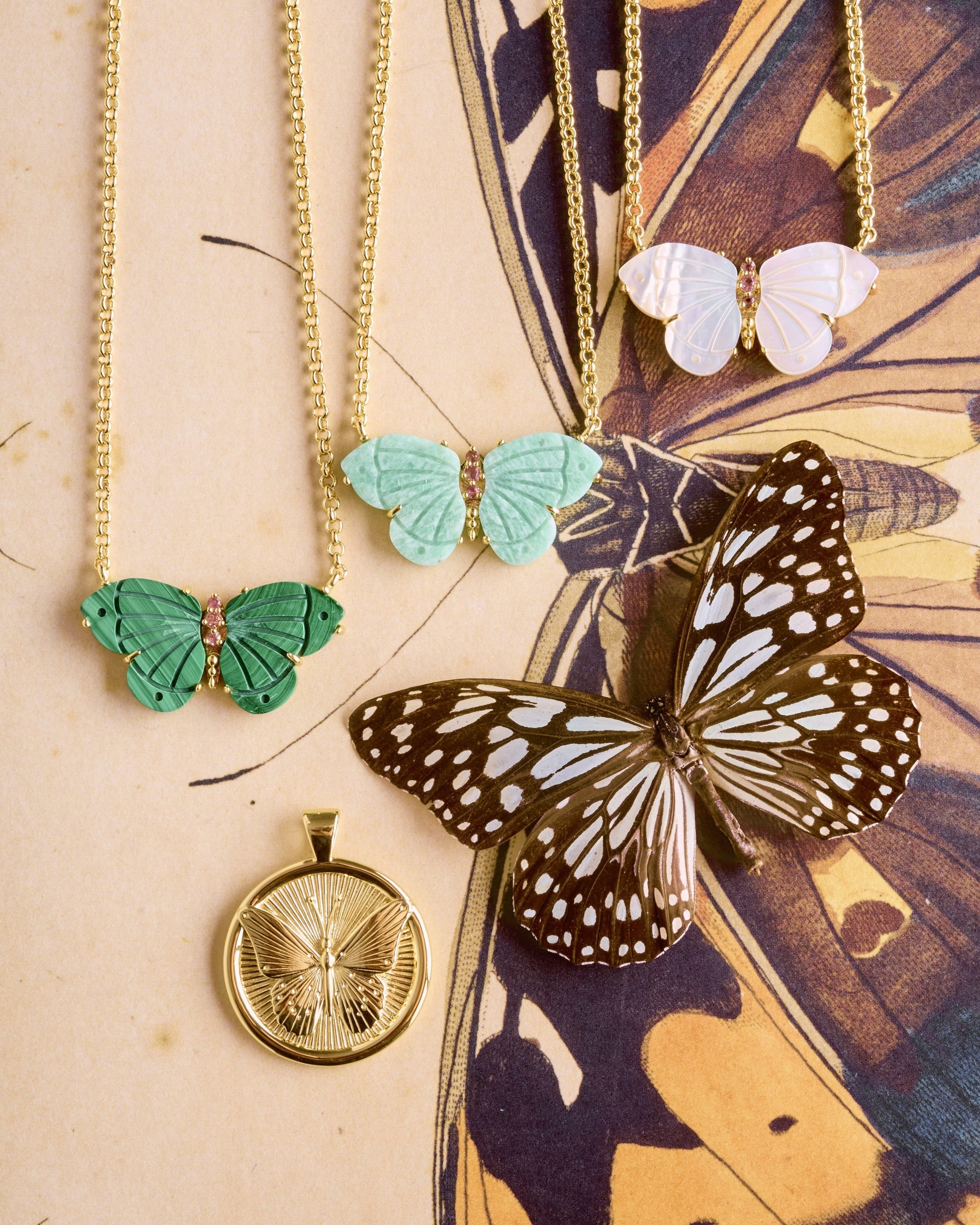 Freedom Stone Butterfly Necklace Mother Of Pearl Necklaces Jane Win 