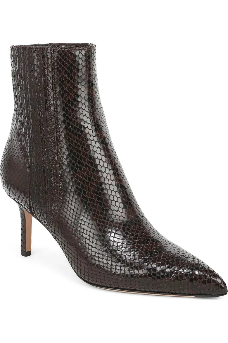 Lisa 70mm Pointed Toe Bootie Leather Python Espresso