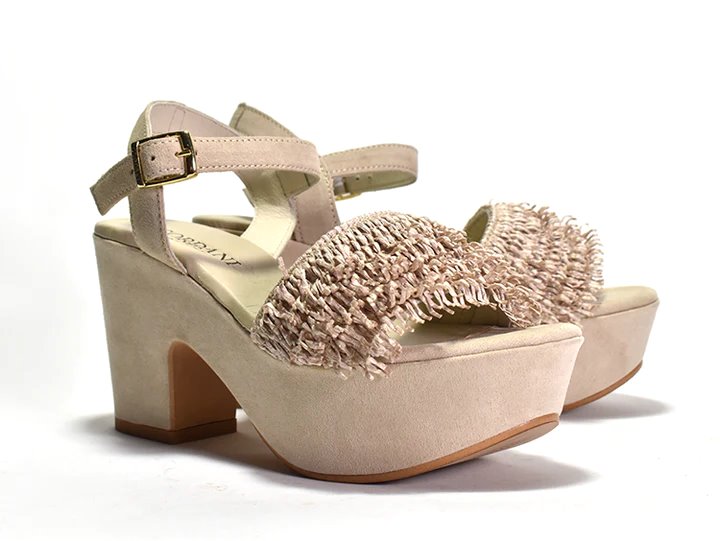 Liona Raffia Beige Shoes - Wedges - Wedge Cordani 