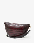 back view of Clare v grande fanny Bordeaux autumn croco on a white background