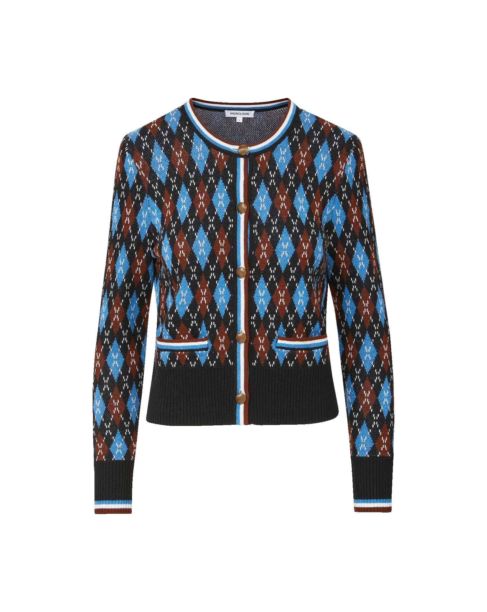 Sylvane Argyle Cardigan Black Multi Sweater - Cardigans Veronica Beard 