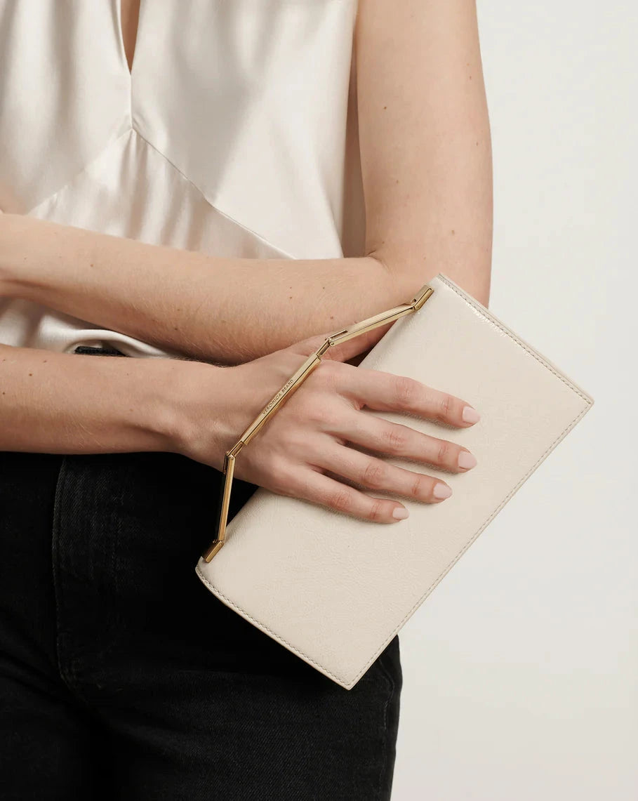 Barre Clutch Off White Patent Leather Clutch Veronica Beard 
