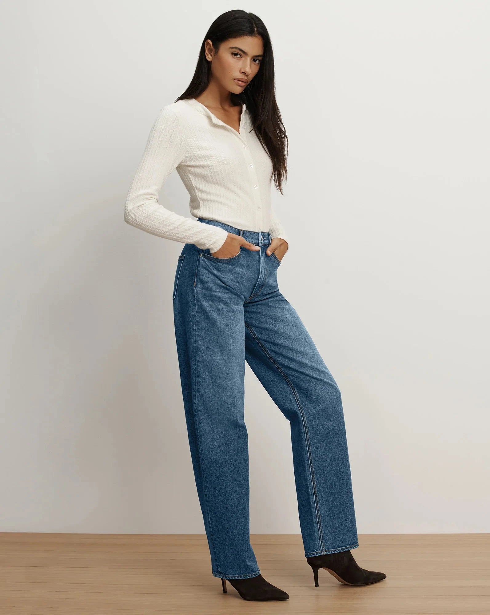 Harley Arc-Leg Jean Rebel Blue Denim - Straight Veronica Beard 