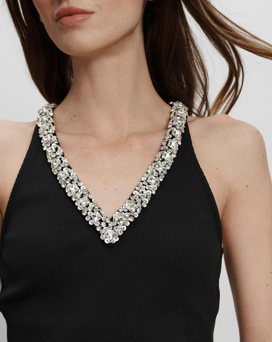 Ayres Embellished Tank Top Black Tops - Tanks Veronica Beard 