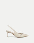 Rashida Woven Slingback Heel Ecru Pumps - Low Veronica Beard - Shoes 