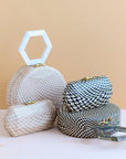 Houndstooth Straw Clutch Dusty Rose Clutch Likha 