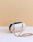 Houndstooth Straw Clutch Dusty Rose Clutch Likha 