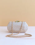 Houndstooth Straw Clutch Dusty Rose Clutch Likha 