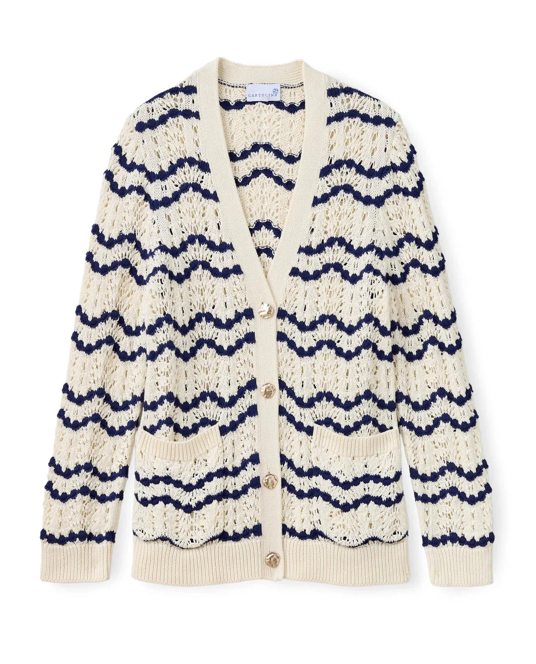 Hadwen Cardigan Beach Wave Stripe Natural Sweater - Cardigans Cartolina 