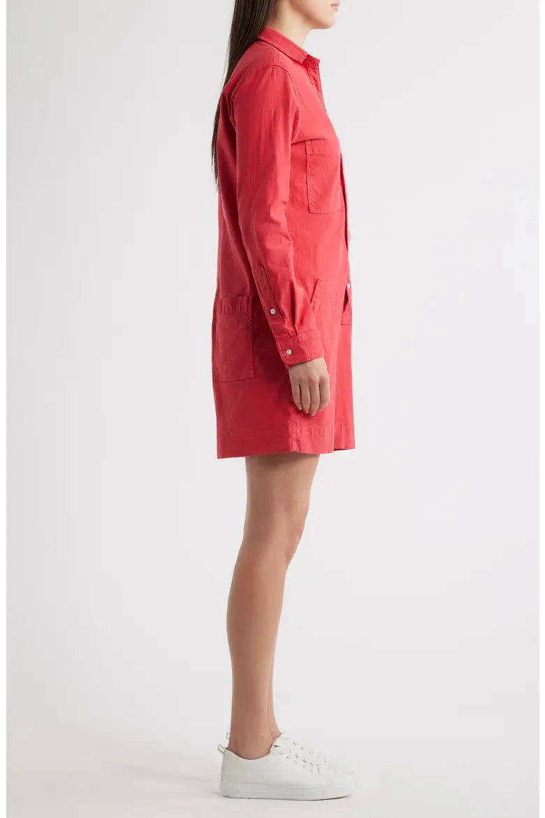 Ireland Long Sleeve Utility Dress Washed Red Dresses - Short Frank &amp; Eileen 