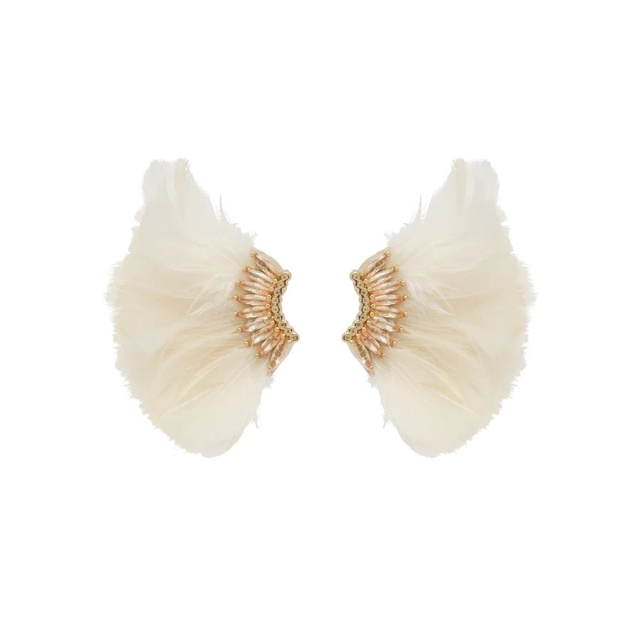 Lux Mini Madeline Feather Earrings White Jewelry - Earrings Mignonne Gavigan 