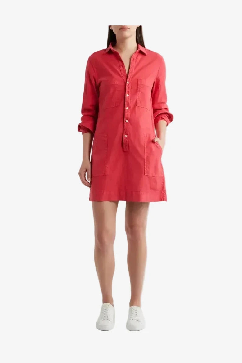 Ireland Long Sleeve Utility Dress Washed Red Dresses - Short Frank &amp; Eileen 