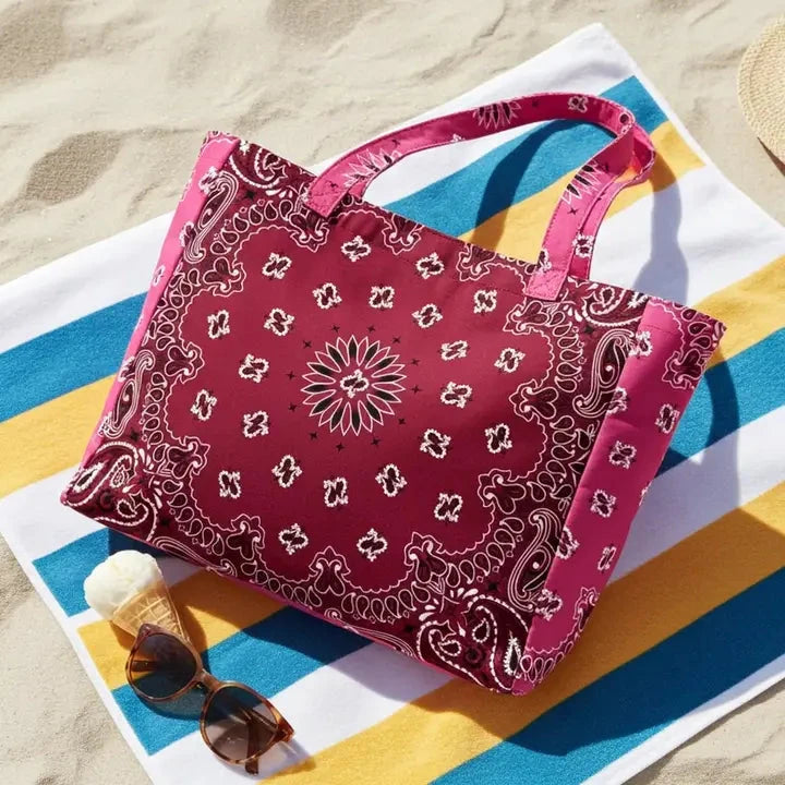Bailey Bandana Tote Burgundy/Pink Tote &amp; Satchel Haute Shore 